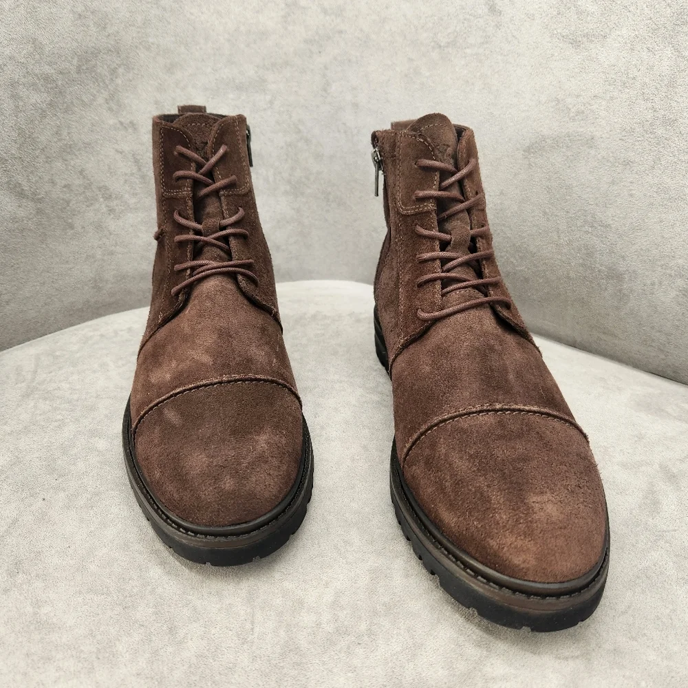 Section X Ankle Boots Men's 8.5 Chocolate Brown Suede Braxton Biker New $135